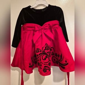 24 Month Girls Red And Black Christmas Dress